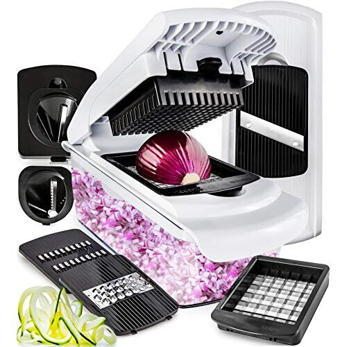 7in1 Vegetable Chopper Mandoline Vegetable Slicer with Spiralizer Blades Onion Chopper Food Chopper Manual Mandolin Slicer Potato Slicer Veg Cutter