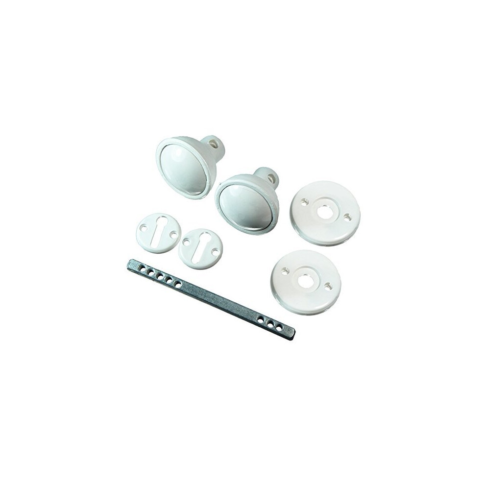 Pair Of White Plastic Rim 60Mm Mortice Door Knobs Ideal For Sheds Garages 5057502225375