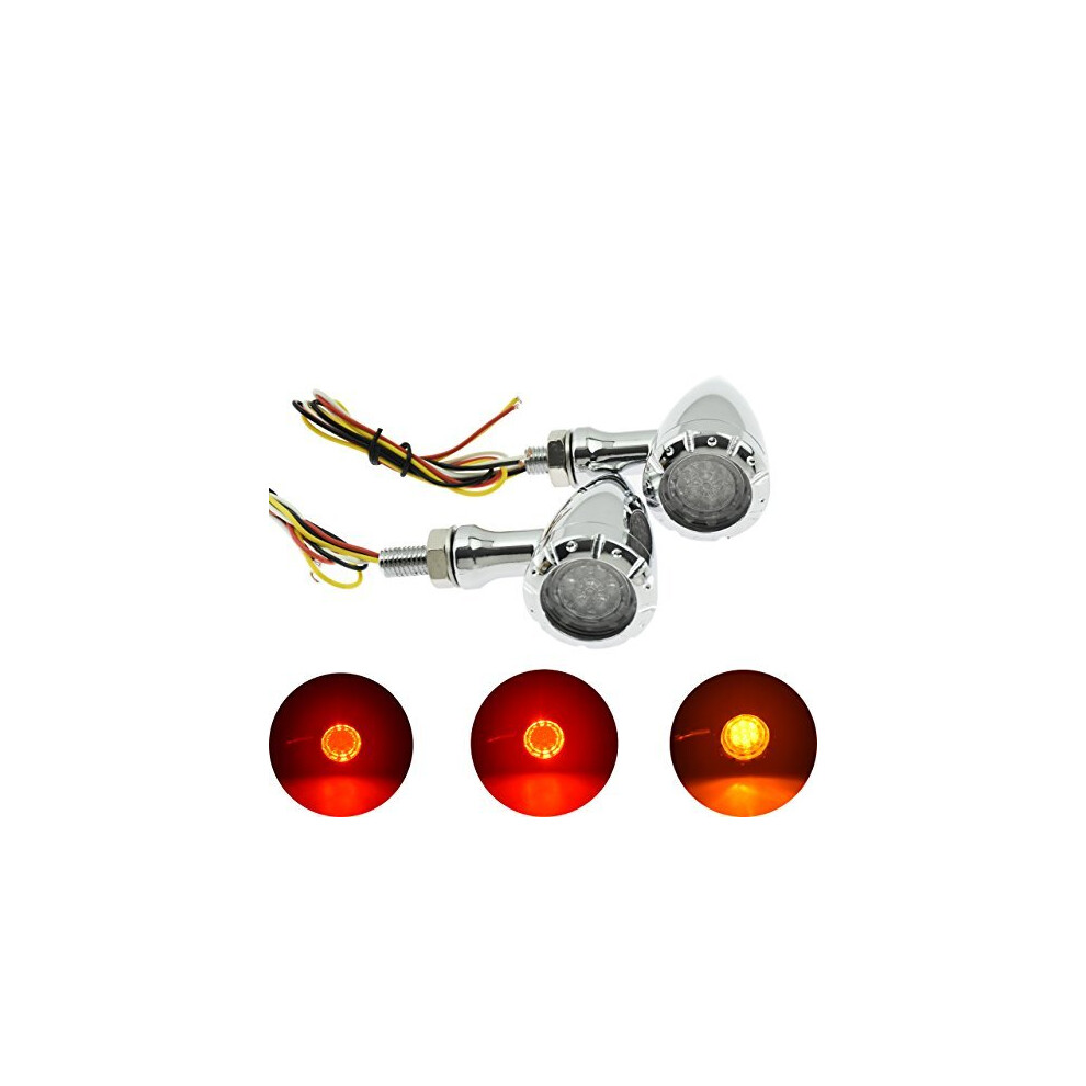 Motorcycle 10Mm Led Brake Blinker Turn Signal Indicator Fit For Harley Cruiser Chopper Chrome Black/Light 666389791122