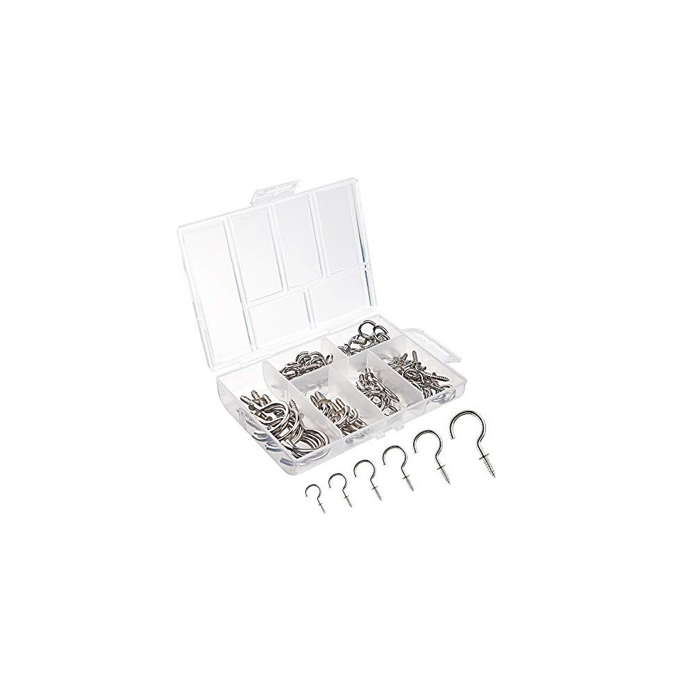 75 Pieces Multisize Nickel Plated Metal Screwin Ceiling Hooks Cup Hook 611553799480