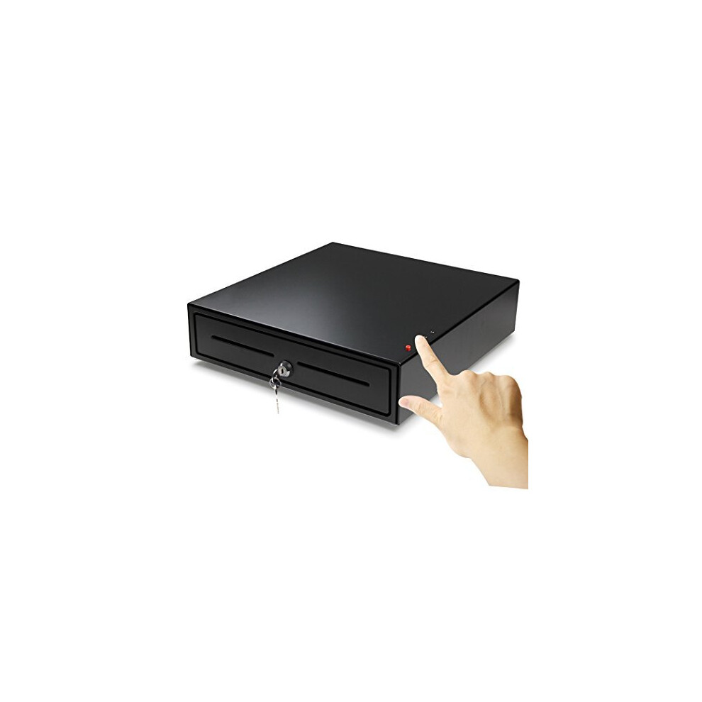 16Inch Manual Key PushButton Release Lock Cash Register Drawer Tray Heavy Duty with 5 Bills 8 Coins Removable Tray