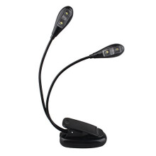 Protable Dual Head Music Stand Light with 2 Flexible Gooseneck Arms 4 LEDs Clip onEye care Flexible Clip Come with USB Cable Best Suited for Music
