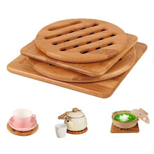 Bamboo Trivet Home Kitchen Bamboo Hot Pads Trivet Heat Resistant Pads Square and Round MultiSize Pack of 4