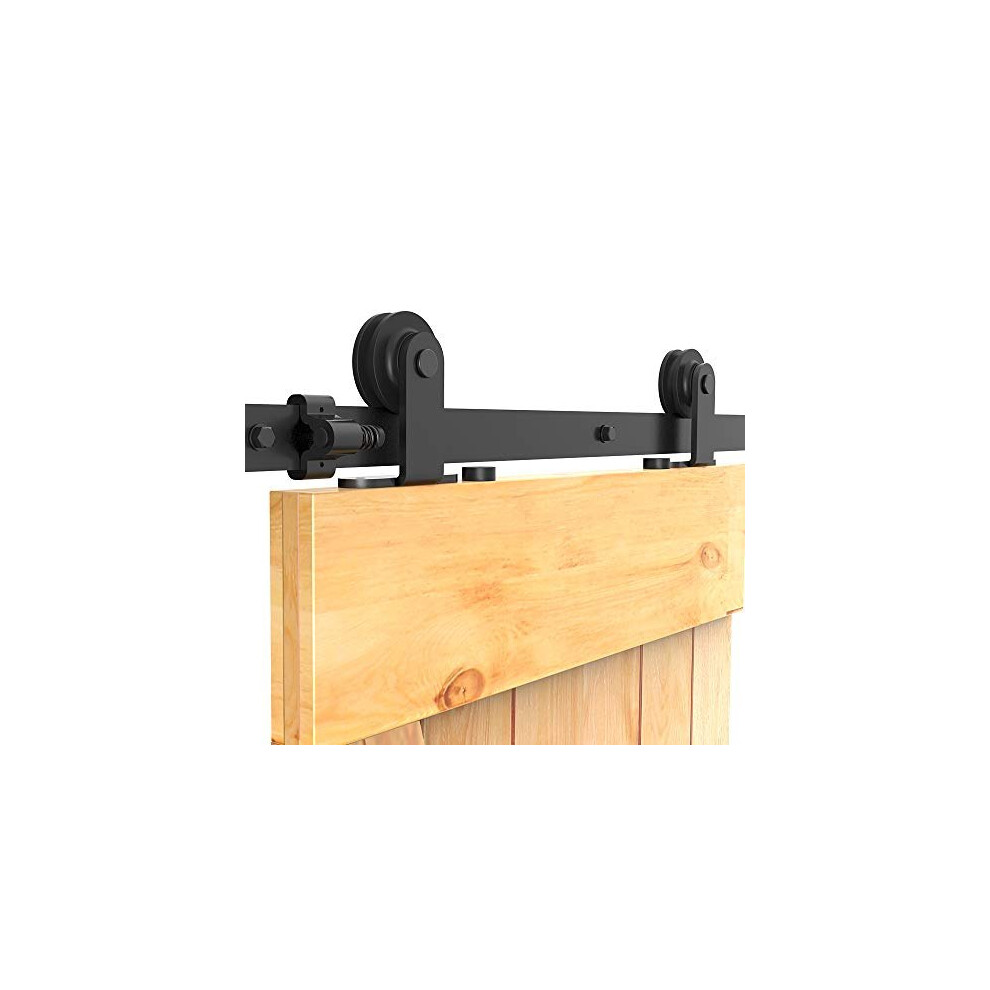 66FT201cm Sliding Door Track Kit CCJH Internal Barn Sliding Wood Doors Rail T Mount Hangers Black for Single Door