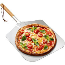Onlyfire Large Aluminum Pizza Peel with Wooden Handle 12 x 14 for Baking Handmade Pizza 28 Overall for Any Outdoor Or Indoor Pizza Grill Oven