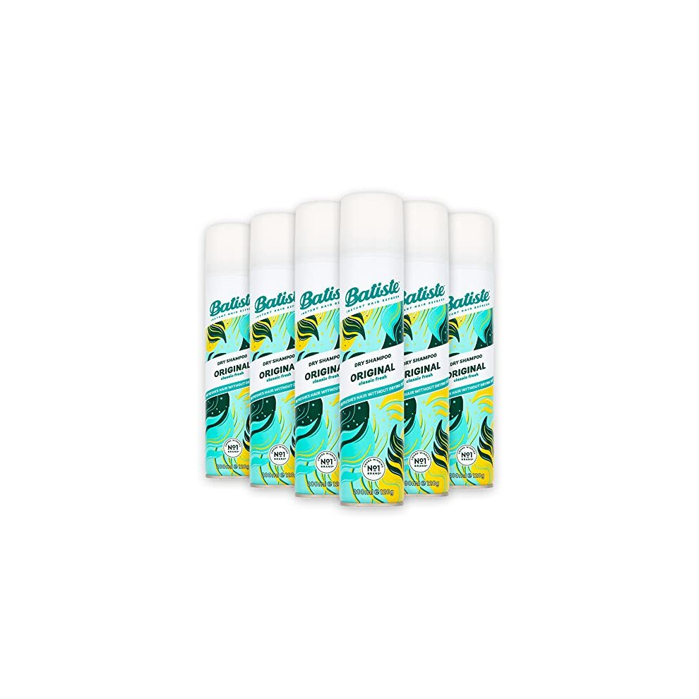 Dry Shampoo Original Fresh Clean Fragrance No Rinse Sprays to Refresh Hair in Between Washes 6 x 200ml Multi Pack