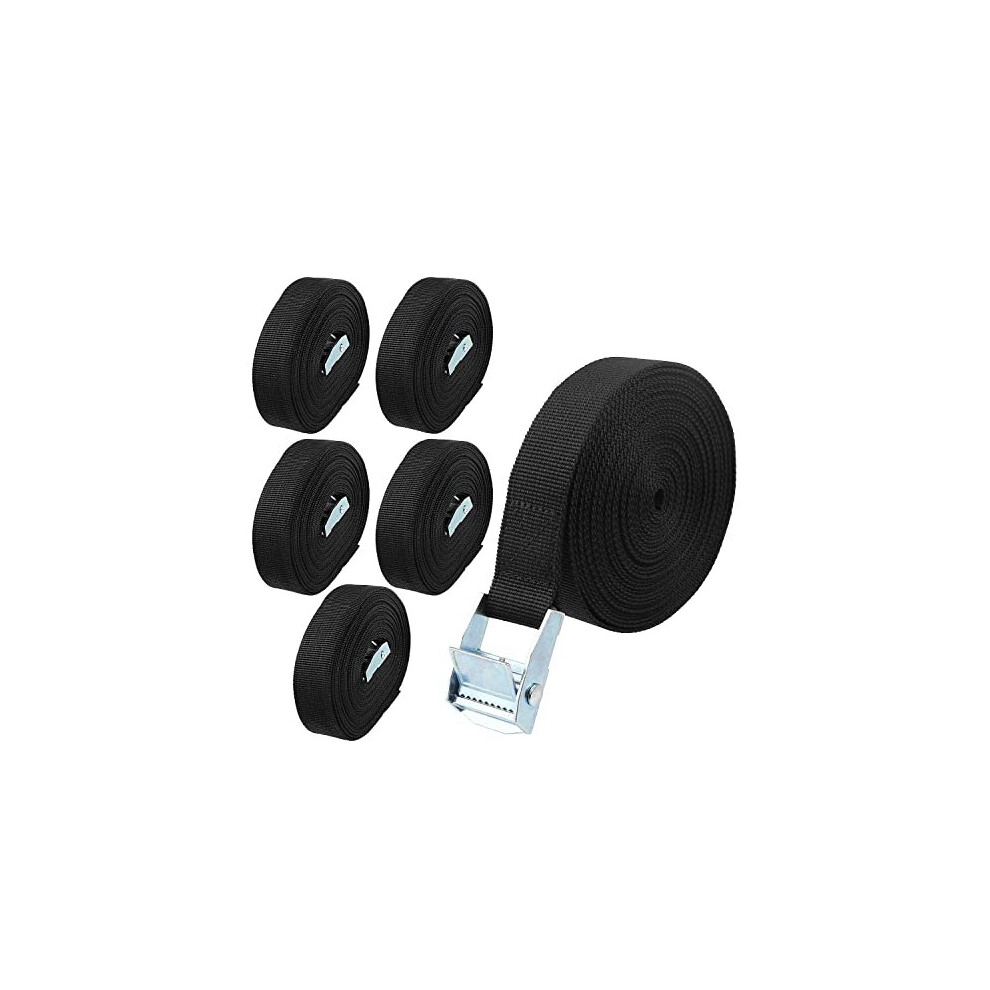 5M Long Lashing Straps 6 Pack Trailer Tie Down Straps Car Roof Rack Cam Buckle Straps With Clips Black Heavy Duty Tensioning Belts Ratchet Tension 663585691836