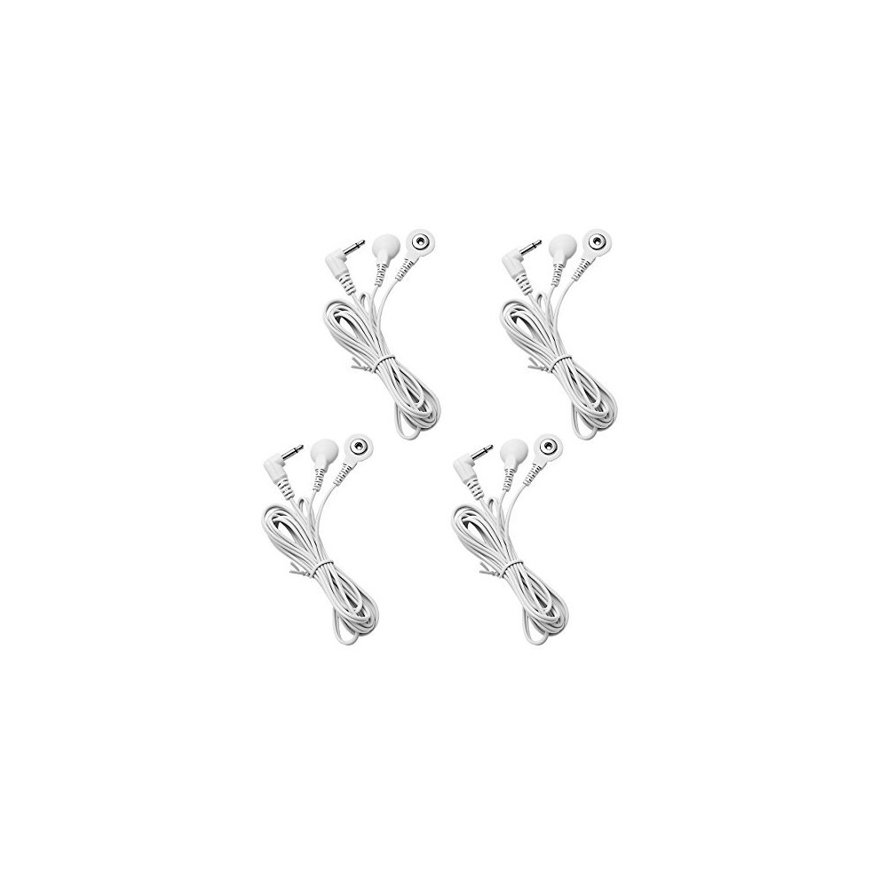 Litetour 4 Count Tens Wires 35Mm Plug To 35Mm Snap Electrode Wires For Tens Unit Electrodes Lead Wires For Tens