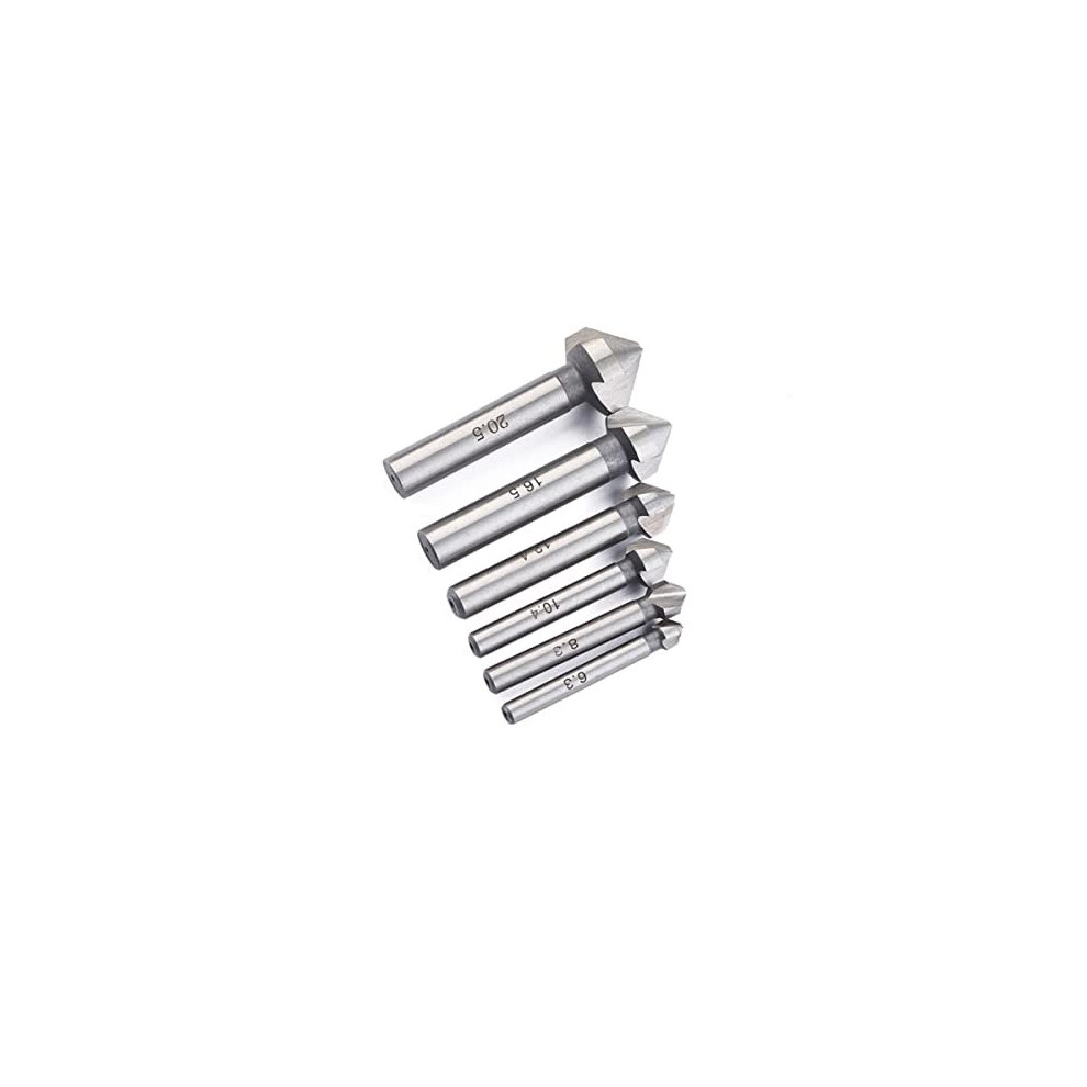 6 Pcs Cobalt Steel SingleEnd Countersink Chamfer Tool Deburring Tool Set Round Shank for Cutting Holes in Plastic Copper Aluminum Plate Insulation