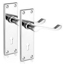 XFORT Lever Lock Scroll Polished Chrome Door Handles Elegant Door Handle Set with a Curved Handle Design Ideal for All Types of Internal Wooden Doors