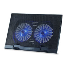 THANA02B LaptopNotebook Cooling PadTray for up to 17 devices 2 Integrated fans Height adjustable Anti slip design onoff power switch usb powered