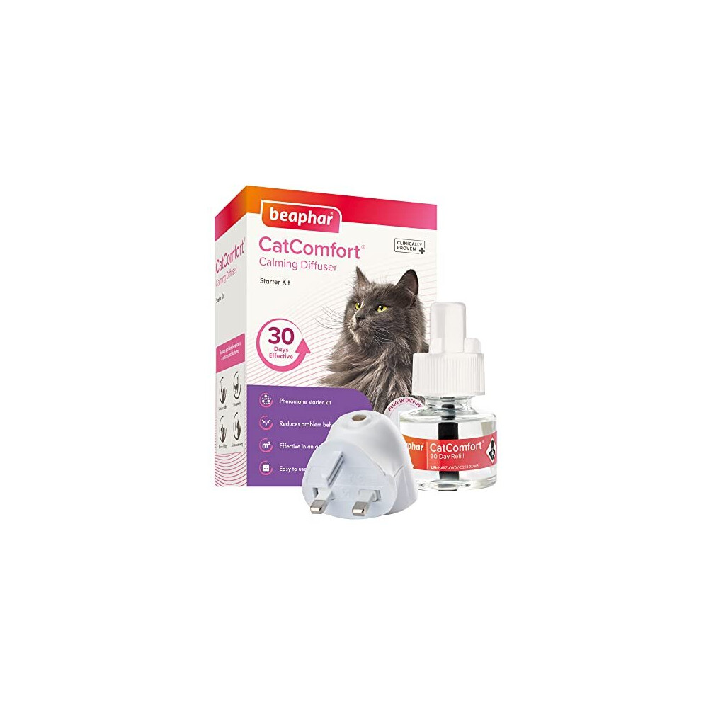 CatComfort Calming Starter Kit Diffuser Plugin With Refill Reduces Anxiety Stress in Cats Helps Ease Fear of Fireworks Covers 70m Area Lasts Up To 30