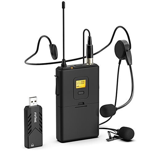 FIFINE Wireless Microphones for Computer USB Wireless Microphone System for PC and MacHeadset UHF Wireless System with USB ReceiverTransmitterHeadset and