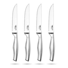 Steak Knives Set of 4 RustFree StainlessSteel Steak Knives with Sharp Serrated Edge Kitchen Steak Knife Set with NonSlip Ergonomic Handle for