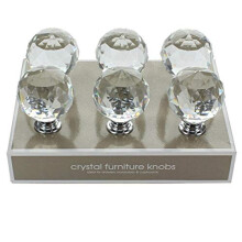 Clear Round Crystal Glass and Chrome Door Knobs Set Vintage Shabby Chic Interior Furniture Kitchen Bathroom Bedroom Accessories Cabinet Cupboard