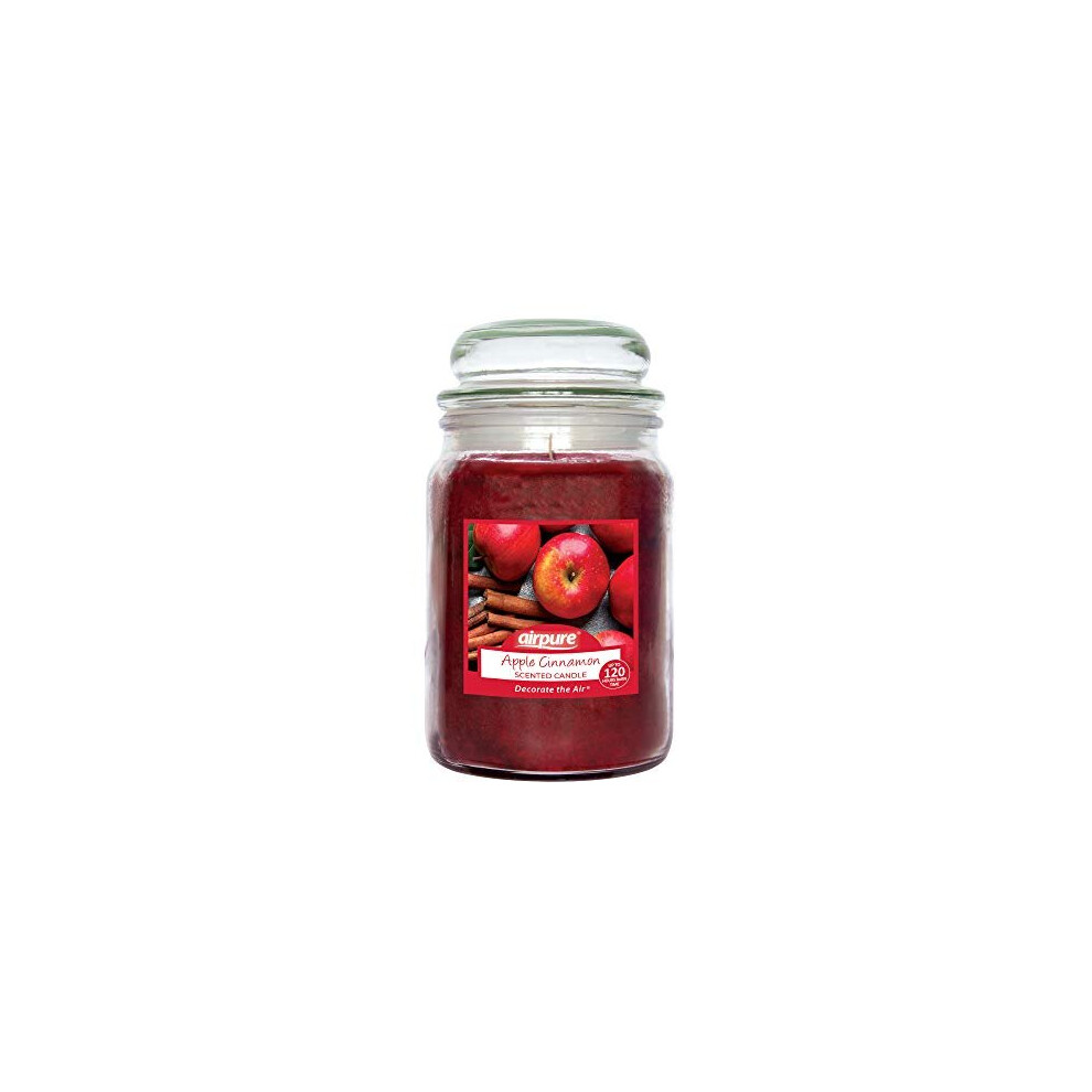 Airpure Large Candle Scented Apple Cinnamon Fragrance 18Oz Jar 120 Hour Ornamental Candles Fill The Room With A Warm And Homey Fragrance For The Bedroom