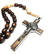 Made in Italy Rosary Blessed by Pope Francis Vatican Holy Father Saint Benedict Medal 21.5 inch Brown Beads