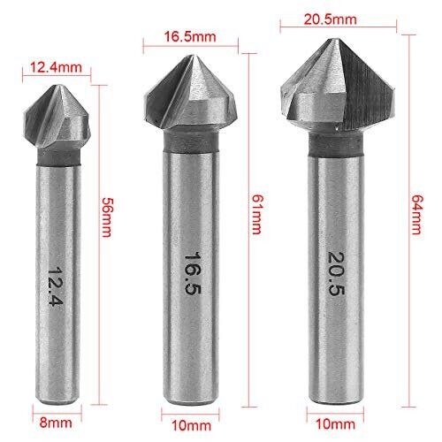 6Pcs Countersink Drill Bit 3 Edge 90 Degrees Chamfer End Mill Cutter Chamfering HSS Countersink Drill Bit 2