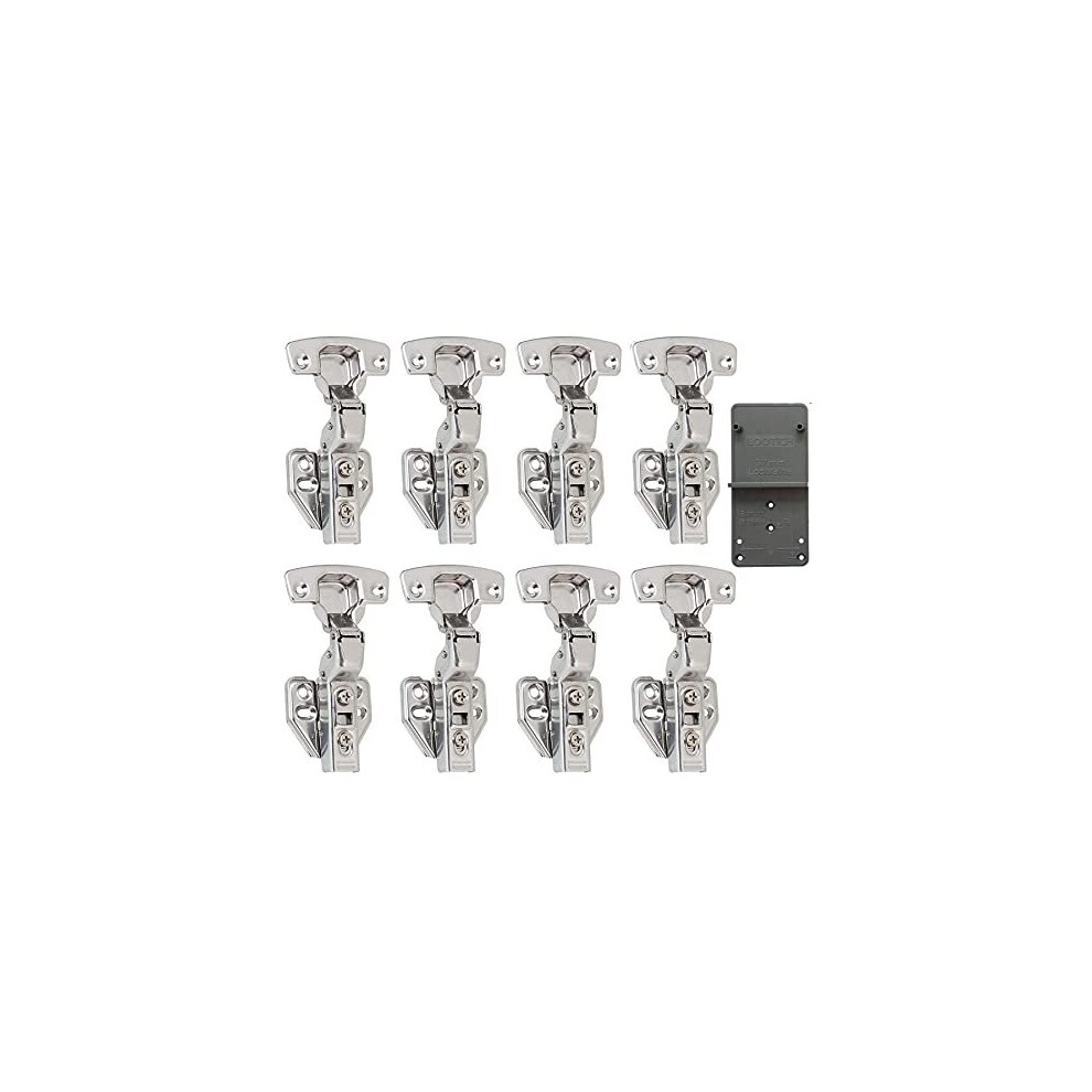 110 Deg Kitchen Units Concealed Cabinet Door Mute Hinges 35mm Soft Close Inset and Embed Mounting 8 Piece Include Drilling Jig