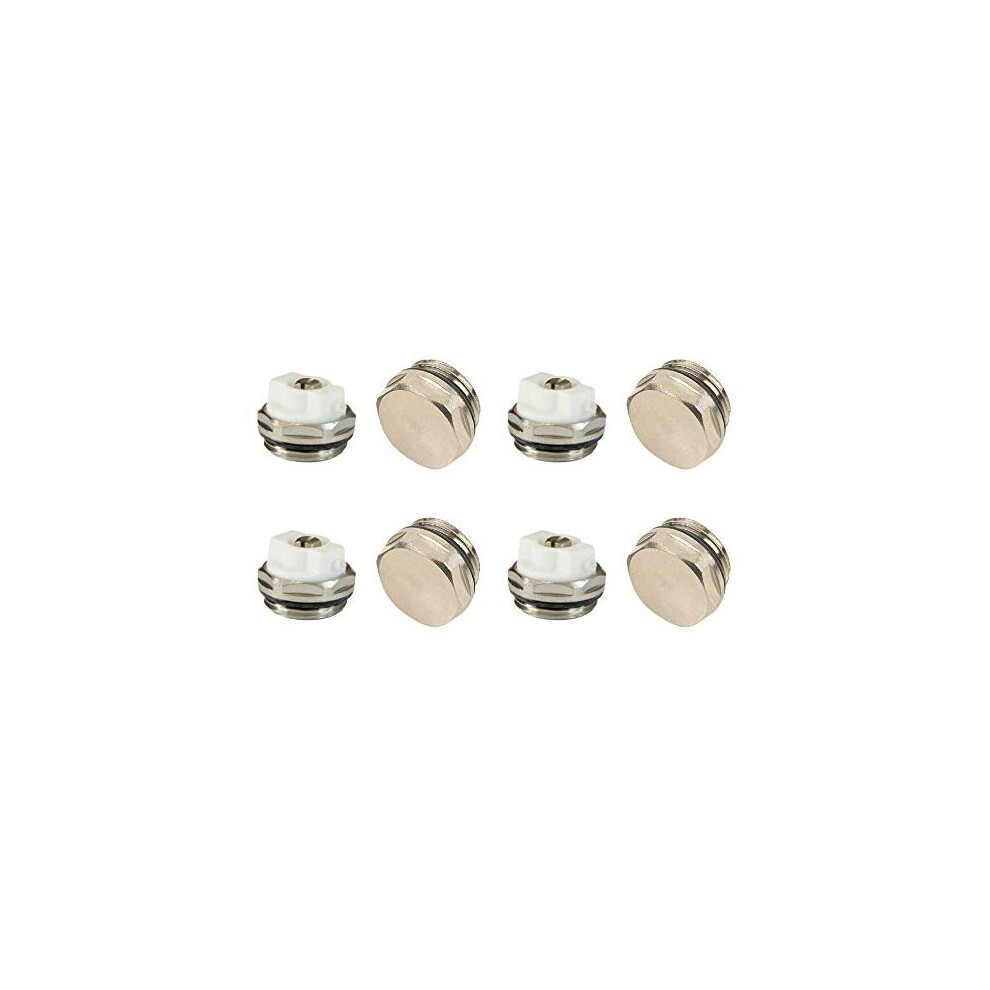X4 Air Bleeder Blank Cap Set Manual Radiator Air Vent Bleed Plug Valve Kit 12 Bsp 5051140256814