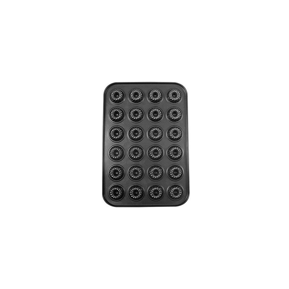 Mini Ring Cake Tins Bite Size 24 Cavity 45cm NonStick Savarin Mould Carbon Steel Donut Mould Fluted Tin Baking Pan