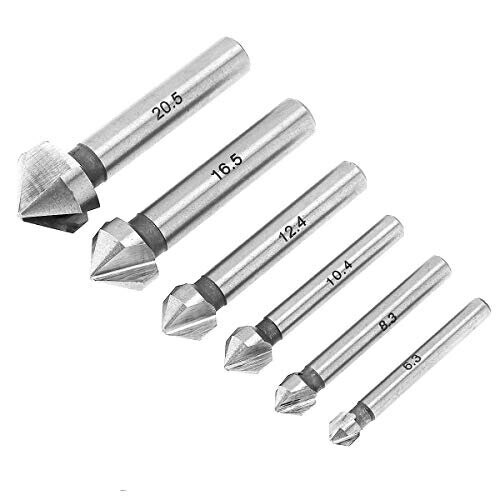 6Pcs Countersink Drill Bit 3 Edge 90 Degrees Chamfer End Mill Cutter Chamfering HSS Countersink Drill Bit
