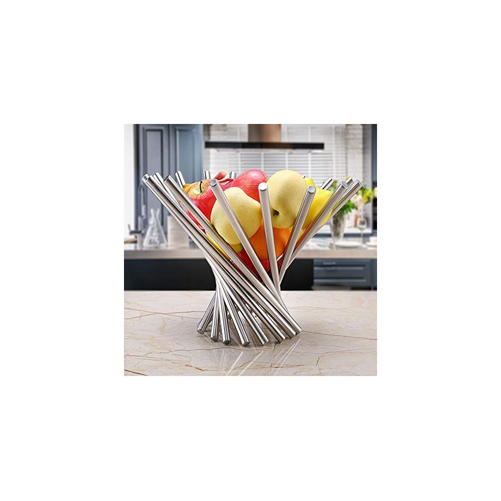 Stainless Steel Creative Collapsible Fruit Basket Table Decoration Fruit Bowl Rotation Unique Fruit Basket Silver