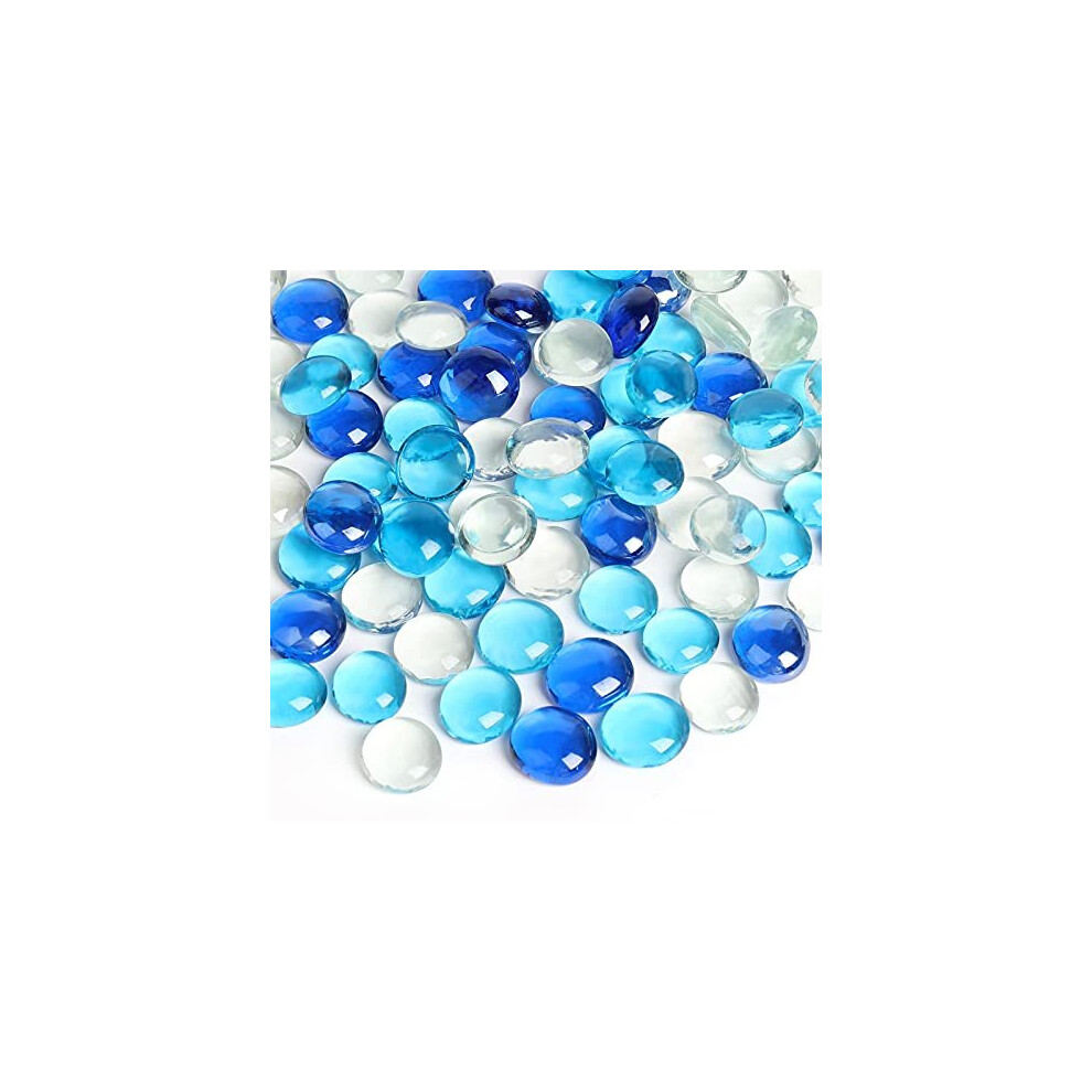 Clear Round Glass Pebbles 100 Approx 045 KG Fill 03 L Vol Premium Blue Mixed Color Flat Stones Aquarium Marbles Decorative Nuggets Vase Filler Beads