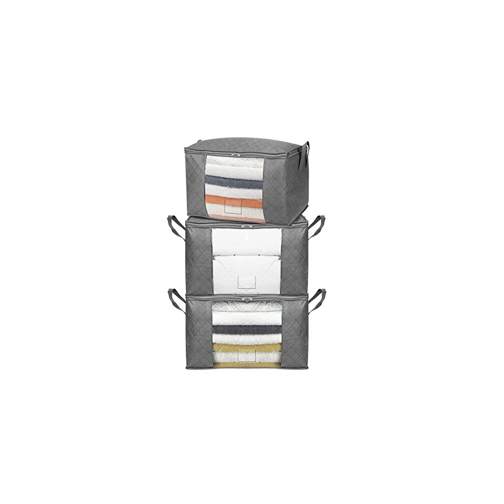 Foldable Storage Bag Organizers with Large Clear Window Carry Handles Zippered Cubes 3Pack