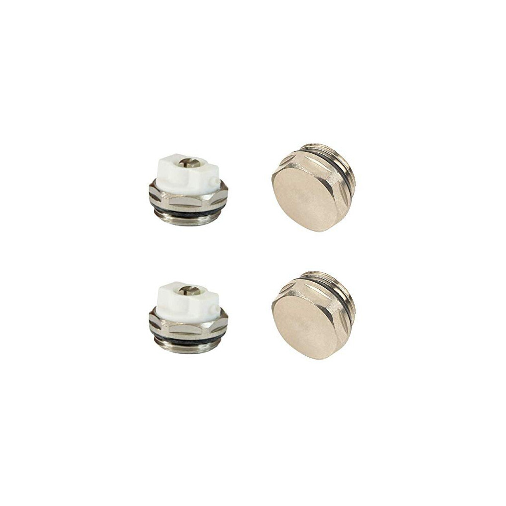 X2 Air Bleeder Blank Cap Set Manual Radiator Air Vent Bleed Plug Valve Kit 12 Bsp 5051140256807