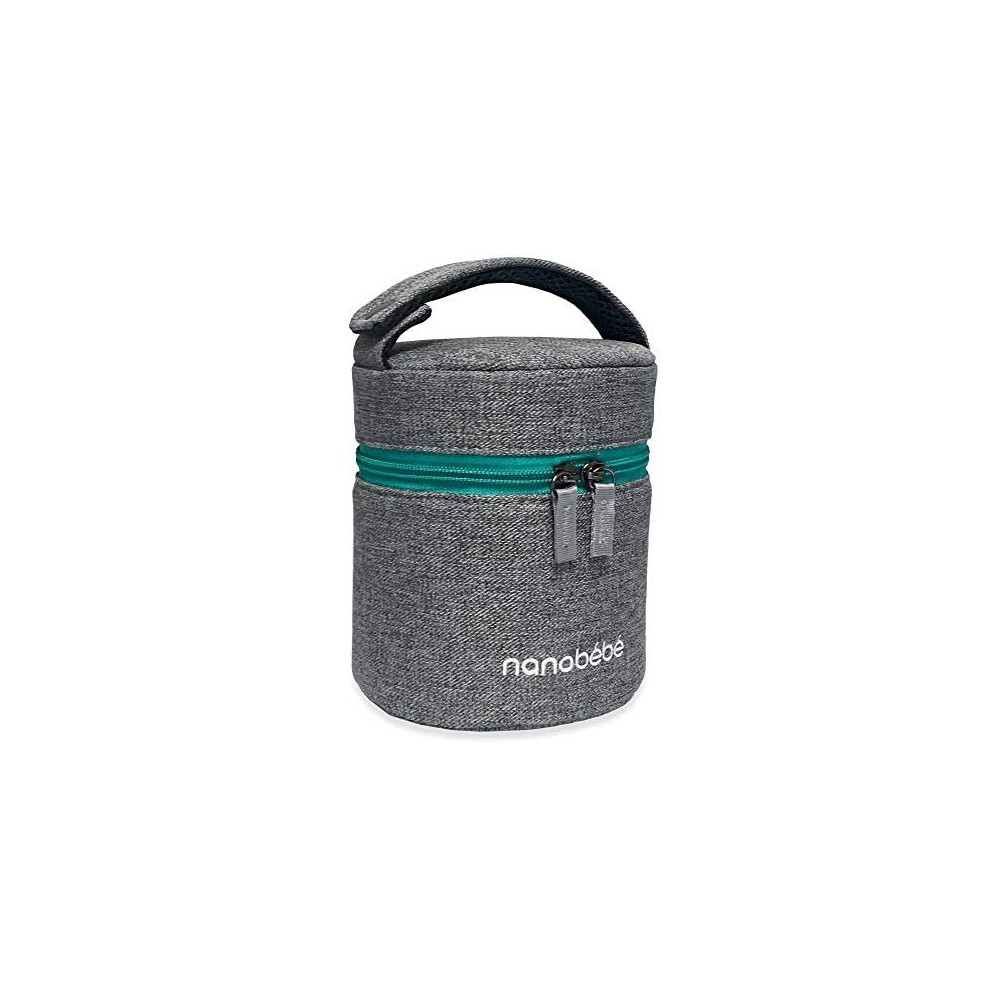 Breastmilk Baby Bottle Cooler Travel Bag With Ice Pack Included Compact Triple Insulated Easily Attaches To Stroller Or Diaper Bag Grey Nanobebe