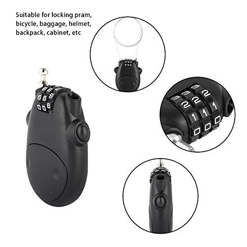 3 Digit Code Combination Password Lock for Stroller Bicycle Stroller Password Security LockBlack 2