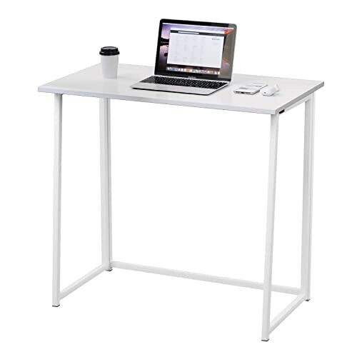 Dripex Compact Folding Desk No Assembly Required Computer Desk Folding Hobby Craft Table White Desk