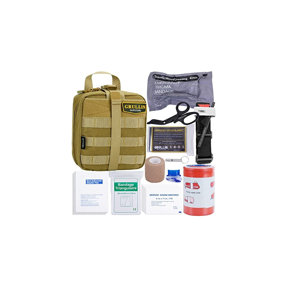 Survival First Aid Kit 39 Pieces Tactical Molle EMT IFAK Pouch Emergency First Aid Survival Kits Trauma Bag Outdoor Gear for Camping Hiking Hunting