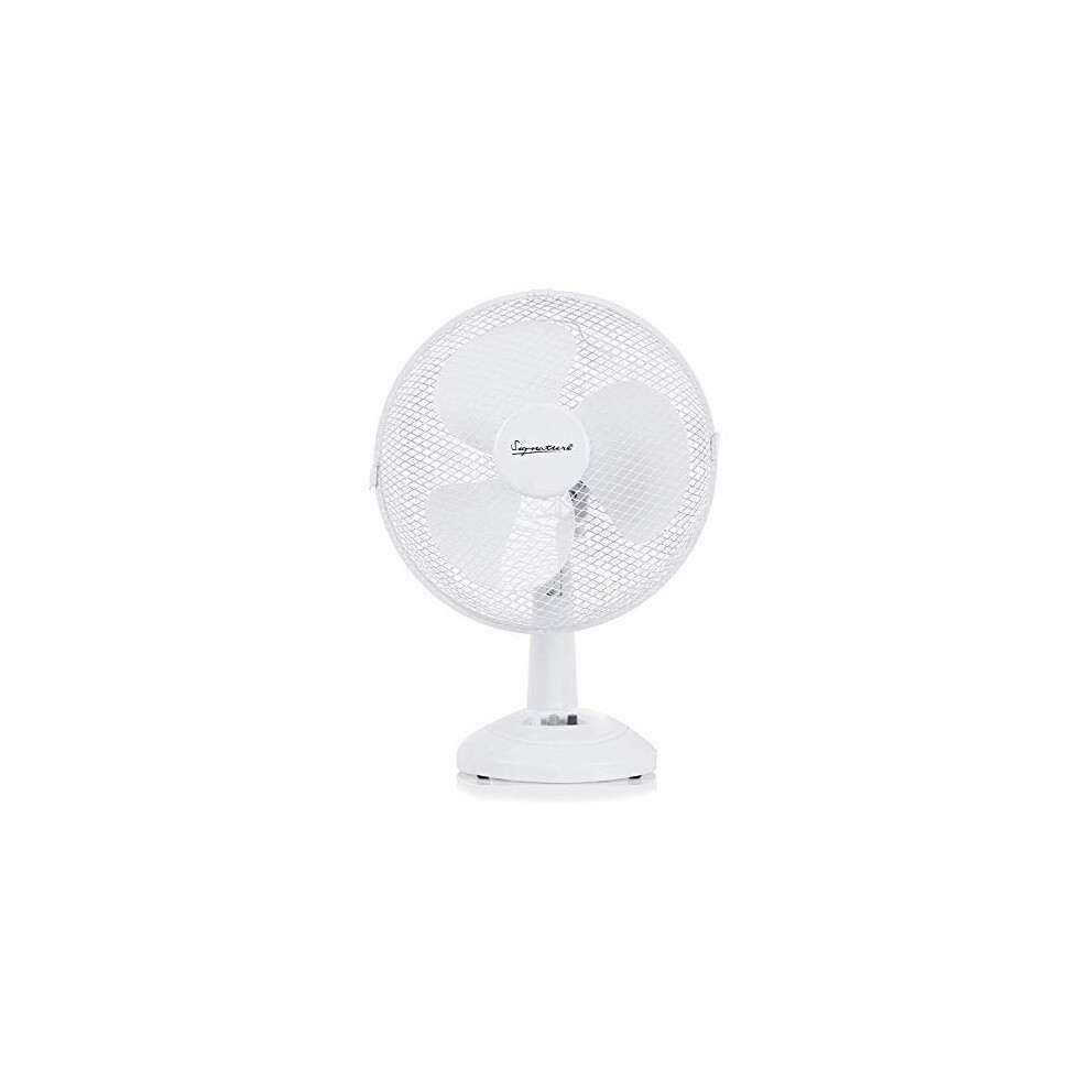 S40008 Portable 9 Inch Oscillating Desk Fan with Adjustable Tilt 3 Plastic Blades 2 Speed Settings White