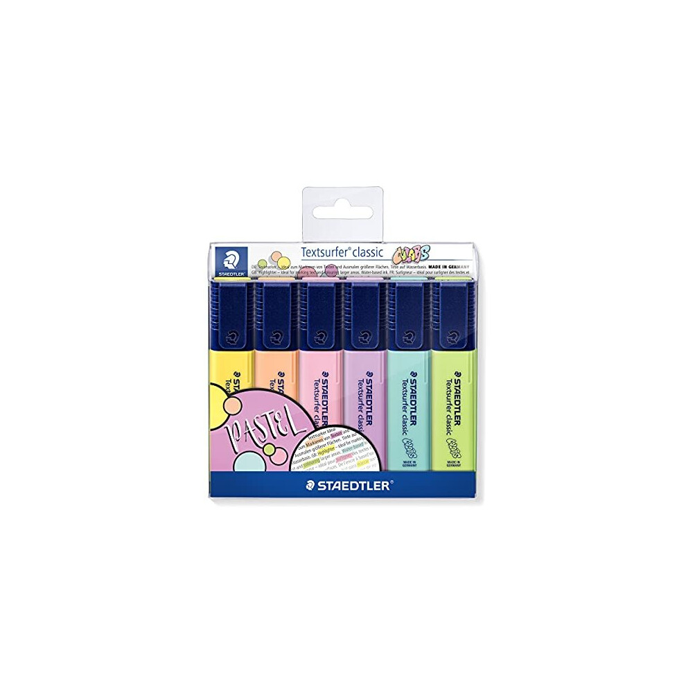 364 CWP6 Textsurfer Classic Pastel Highlighters Assorted Colours Pack of 6