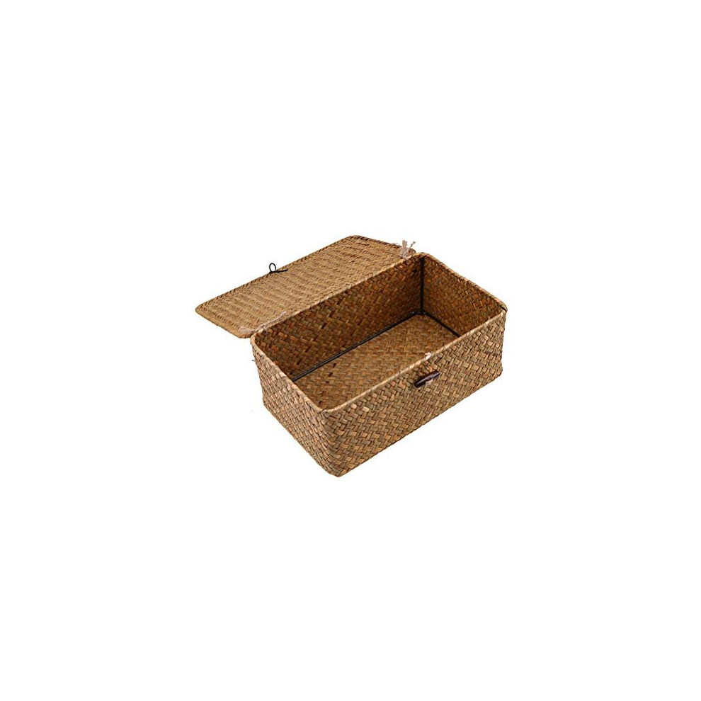 Wicker Storage Basket Woven Rattan Storage Box With Lids Seagrass Laundry Baskets Makeup Organizer For Bathroom Living Room Kitchen M