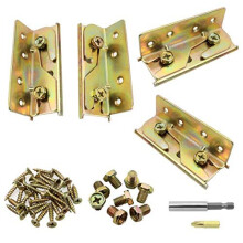 4 Sets NonMortise Bed Rail Brackets Heavy Duty Rust Proof Bed Rail Brackets Hardware Frame Bracket Fittings Fastener Screws and Magnetic bit Holder