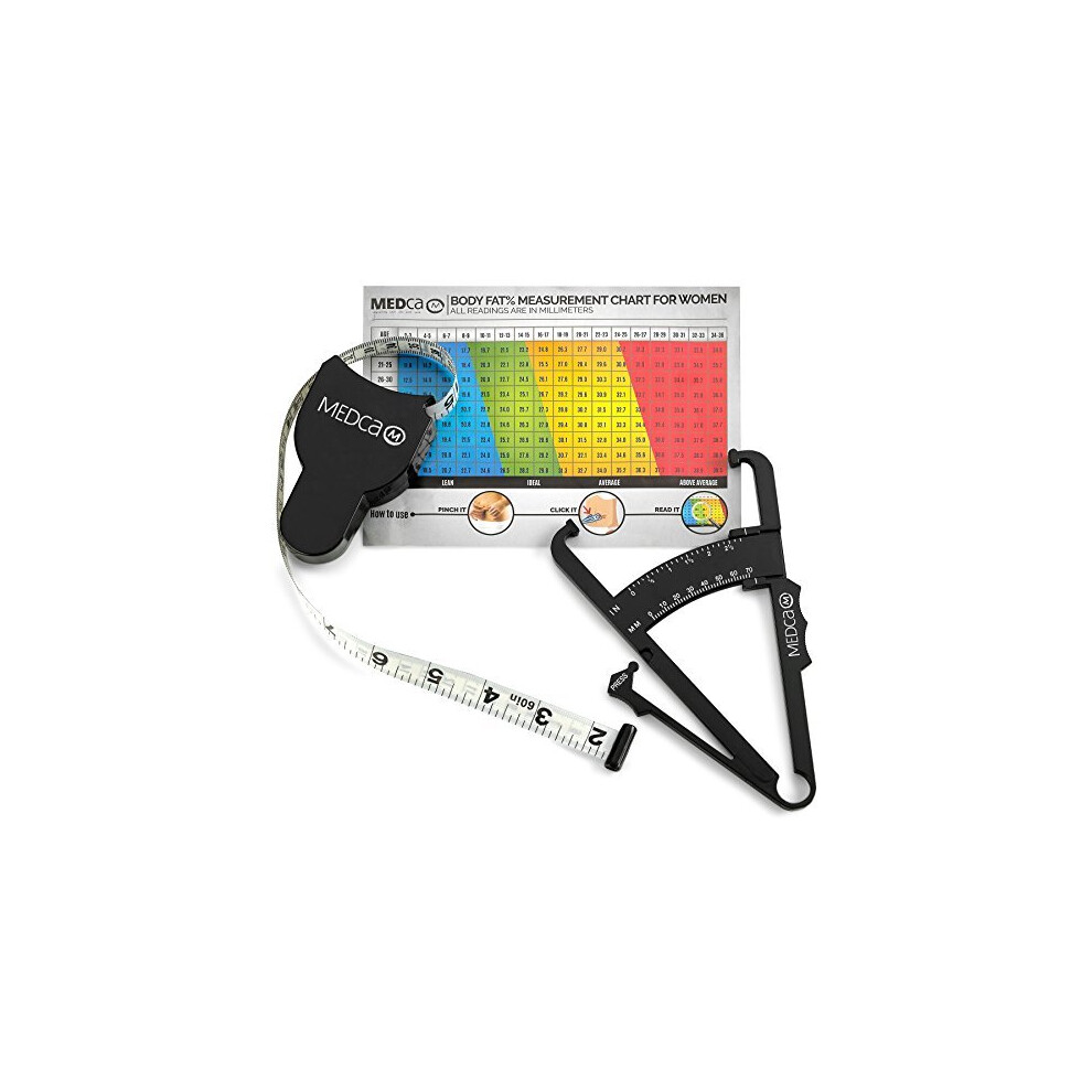 Medca Body Fat Caliper And Measuring Tape For Body Skinfold Calipers And Body Fat Tape Measure Tool For Accurately Measuring Bmi Skin Fold Fitness And