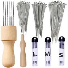95 Pcs Felting Needles Kit Felt Needle Tool Wool Needle Felting Kit 3 Sizes Felting Needles and 2 Pcs Wooden Handle Felting Tool for Needle Felting