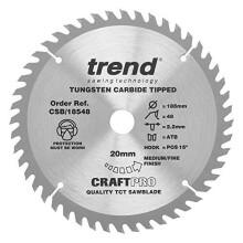 CSB18548 Craft Pro Trimming Crosscut TCT Circular Saw Blade Tungsten Carbide Tipped 185mm x 48 Teeth x 20mm Bore