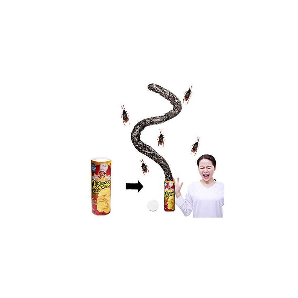 Makfort Potato Chip Can Snake Prank Toy - Jumping Spring Snake Pop-Out For April Fools Day, Halloween And Party Props