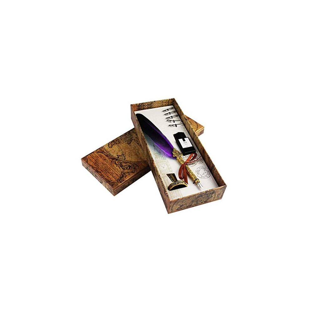 Quill Pen Handcrafted Quill Pen and Ink Set Antique Dip Feather Pen Set Calligraphy Pen Set Writing Quill Ink Dip Pen with Ink Pen Holder Gift Set