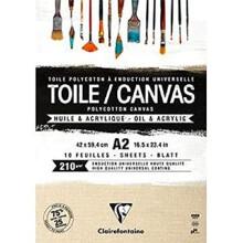Ref 975212C Ready to Paint Grained Canvas Pad 10 Sheets A2 Sized 210gsm Paper Acid Free pH Neutral Sandy Suitable for Oil Acrylic Paint