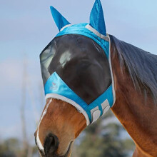 CareMaster Pro Luminous Horse Fly Mask Standard with Ears UV Protection for Horse Sky Blue M Cob