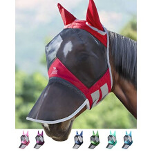 CareMaster Pro Luminous Horse Fly Mask Long Nose with Ears UV Protection for Horse Red M Cob