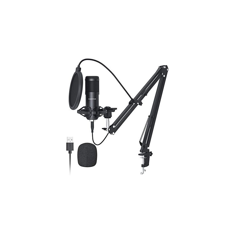 USB Streaming Podcast PC Microphone professional 192KHZ24Bit Studio Cardioid Condenser Mic Kit with sound card Boom Arm Shock Mount Pop Filter for
