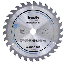 586757 Chipboard circular saw blade woodhardwood 190 x 20 mm clean cuts medium number 30 teeth Z30 CleanCut saw blade medium 190 x 20