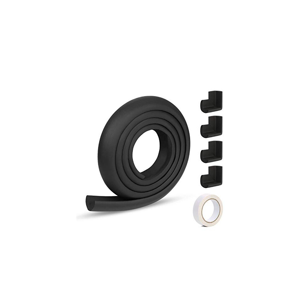 Vicloon Edgeprotectors 2 M Foam Safety Strip And 4 Corner Cushion Protector Set Edge Corner Guards For Baby Black
