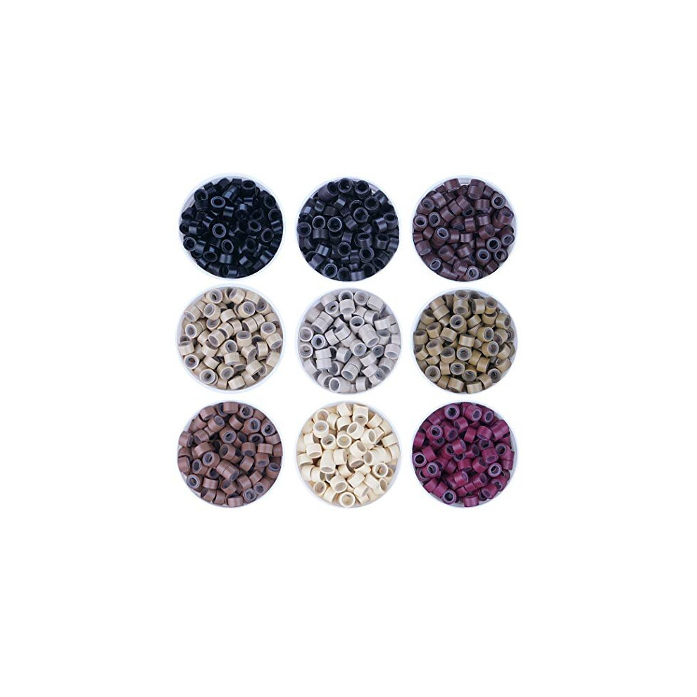 Koconi Unisex Not,Specified 1000Pcs 50Mm Silicone Lined Micro Rings Silicone Micro Rings Lined Micro Links Silicone Beads Silicone Micro Rings Beads For 08G1g Strand Pre Bonded